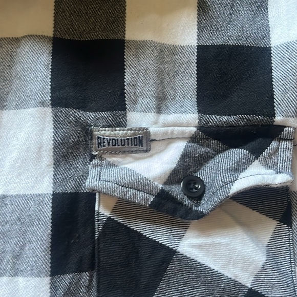 Unisex Revolution Black and White Button Up Flannel Size XL. - Picture 2 of 6